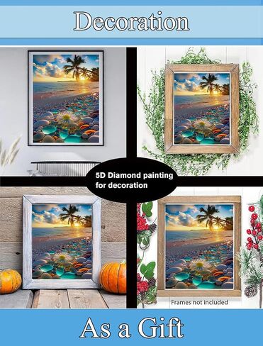 Beach Diamond Painting Kits for Adults - DIY Landscape Diamond Art Kits for Adults,5D Diamond Dots Paint with Diamonds Pictures Gem Art Kits Crafts for Adults for Home Wall Decor 12x16inch in Saudi Arabia