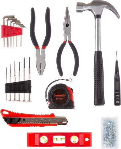 Household Hand Tools - 9-Piece Tool Set Includes Adjustable Wrench, Screwdriver, Pliers, and More - Tool Kit for the Home, Office, and Car by Stalwart in Saudi Arabia