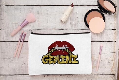 Poppin' Red Lip "Gemini" with Gold Metallic Chain, Size 4", Iron-On Embroidered Patch, Astrology Zodiac Patch, DIY in Saudi Arabia