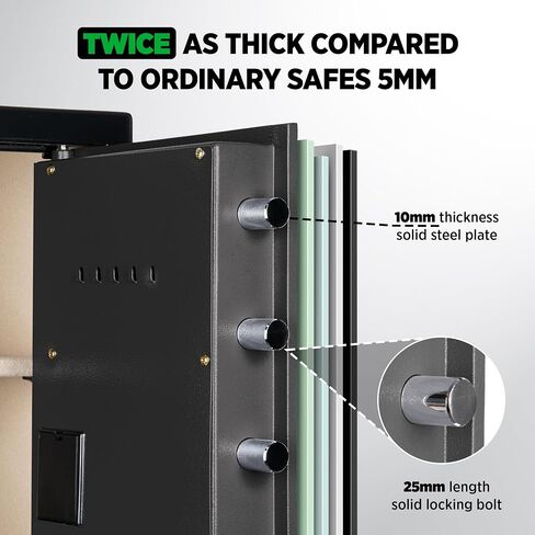 Heavy Fireproof Safe Box, 50lbs Large Steel Money Office safe, Double Lock Removable Shelf Money Safes with Alarm, Inner Light for Home and Office (2.3 Cuft Gray) in Saudi Arabia
