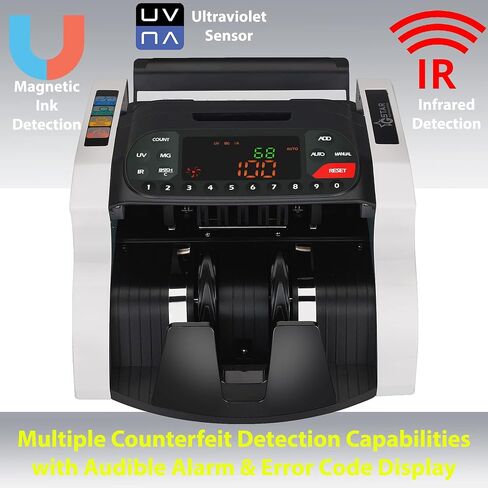 GStar Money Counter with UV/MG/IR Counterfeit Bill Detection Plus External Display with Warranty, American Brand, American Seller (1200 Notes/Min. & Total Value Count Function) in Saudi Arabia