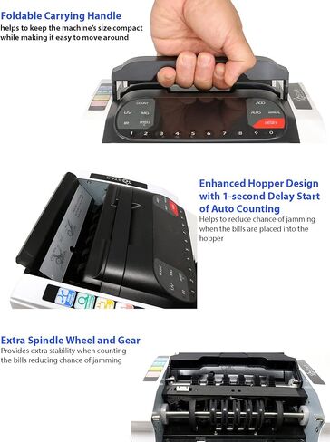 GStar Money Counter with UV/MG/IR Counterfeit Bill Detection Plus External Display with Warranty, American Brand, American Seller (1200 Notes/Min. & Total Value Count Function) in Saudi Arabia