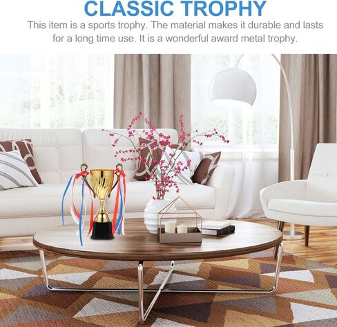 BESPORTBLE Metal Trophy Cup 9.5inch Gold Trophy Award Trophy Winner Trophy Award for Sports Soccer Football Basketball League Match Other Teamwork Tournaments Competitions in Saudi Arabia