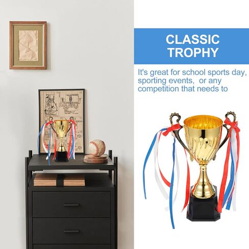 BESPORTBLE Metal Trophy Cup 9.5inch Gold Trophy Award Trophy Winner Trophy Award for Sports Soccer Football Basketball League Match Other Teamwork Tournaments Competitions in Saudi Arabia