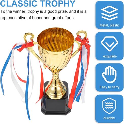 BESPORTBLE Metal Trophy Cup 9.5inch Gold Trophy Award Trophy Winner Trophy Award for Sports Soccer Football Basketball League Match Other Teamwork Tournaments Competitions in Saudi Arabia