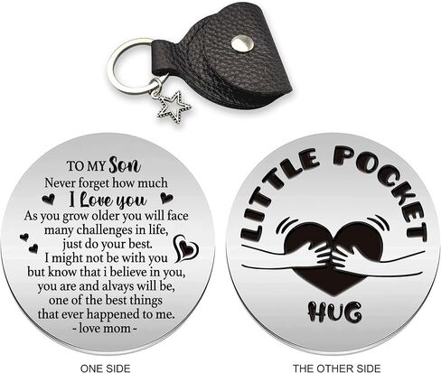 to My Son Pocket Hug Inspirational Pocket Hug Stainless Steel Double Sided Token Gift, Long Distance Relationship Keepsake, Gift for Family Friends Wife Son Daughter in Kuwait