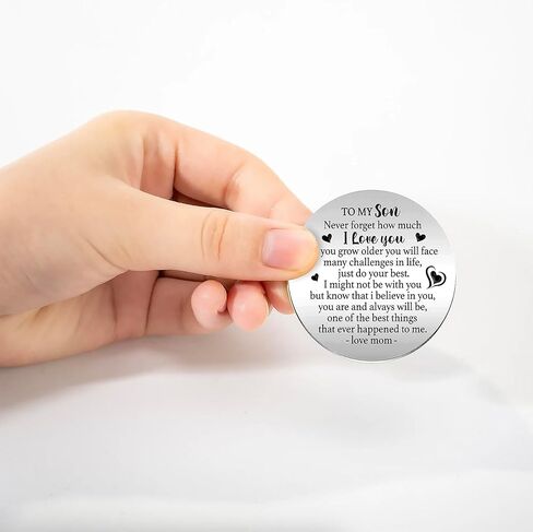 to My Son Pocket Hug Inspirational Pocket Hug Stainless Steel Double Sided Token Gift, Long Distance Relationship Keepsake, Gift for Family Friends Wife Son Daughter in Kuwait