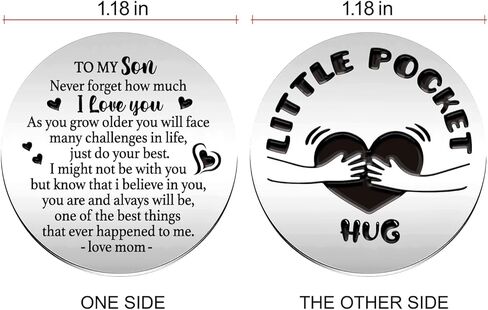 to My Son Pocket Hug Inspirational Pocket Hug Stainless Steel Double Sided Token Gift, Long Distance Relationship Keepsake, Gift for Family Friends Wife Son Daughter in Kuwait