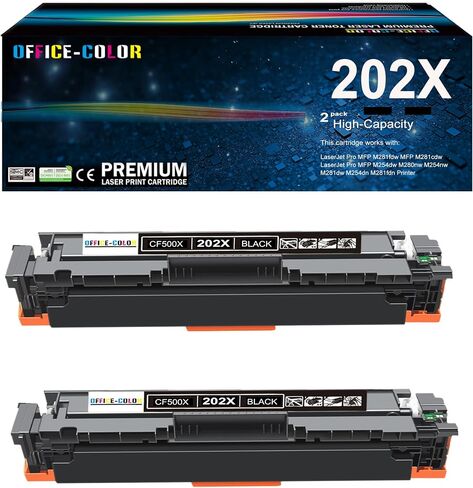 خرطوشة حبر سوداء عالية الإنتاجية 202X بديلة لـ HP 202X CF500X تعمل مع حبر الطابعة HP Color Laserjet Pro M254dw، Color Laserjet Pro MFP M281cdw، M281fdw (عبوة من قطعتين) in Saudi Arabia