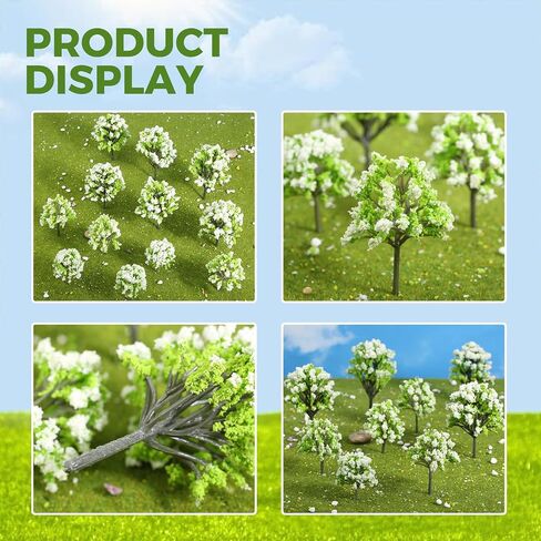 Yetaha 20Pcs Mini White Flower Model Tree, Miniature Fairy Garden Model Plant Ornament for DIY Craft Train Landscape Railroad Scenery Sand Military Layout Model War Gaming Terrain in Saudi Arabia