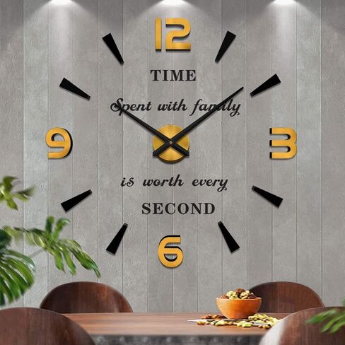 VANGOLD Wall Clock Oversized Wall Clock for Living Room Decor, Decorative Wall Clocks Battery Operated (Gold Home Decoration) in Saudi Arabia