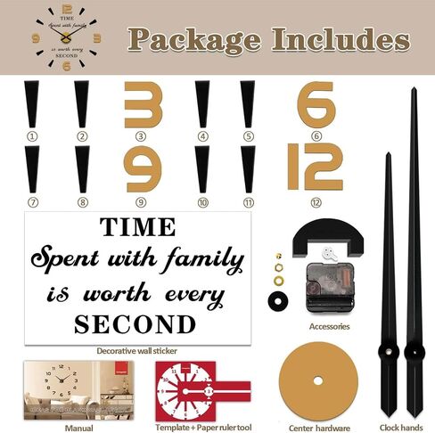 VANGOLD Wall Clock Oversized Wall Clock for Living Room Decor, Decorative Wall Clocks Battery Operated (Gold Home Decoration) in Saudi Arabia