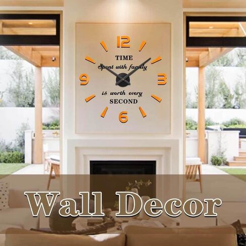 VANGOLD Wall Clock Oversized Wall Clock for Living Room Decor, Decorative Wall Clocks Battery Operated (Gold Home Decoration) in Saudi Arabia