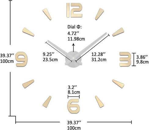 VANGOLD Wall Clock Oversized Wall Clock for Living Room Decor, Decorative Wall Clocks Battery Operated (Gold Home Decoration) in Saudi Arabia