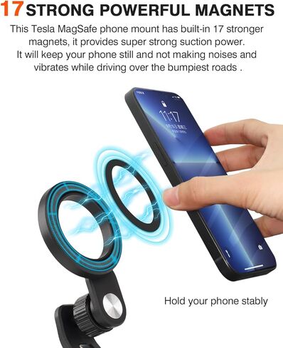 مناسب حسب الطلب لحامل الهاتف جبل Tesla Model Y/3/ S/X حامل هاتف السيارة قابل للتعديل حامل هاتف شاشة مغناطيسي 360 درجة دوران حر ملحقات Tesla حامل الهاتف (B-أسود) in Kuwait