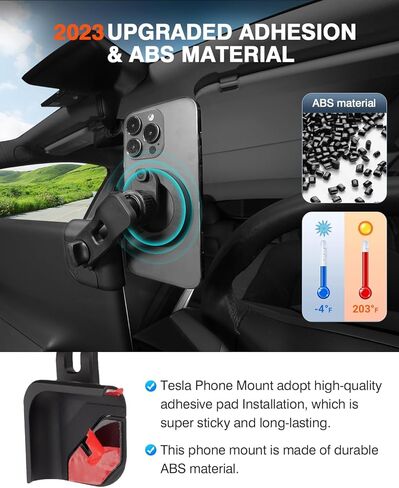 مناسب حسب الطلب لحامل الهاتف جبل Tesla Model Y/3/ S/X حامل هاتف السيارة قابل للتعديل حامل هاتف شاشة مغناطيسي 360 درجة دوران حر ملحقات Tesla حامل الهاتف (B-أسود) in Kuwait