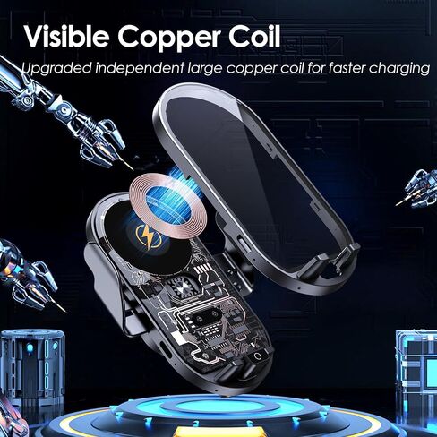 Fast Wireless Car Charger 3-in-1【15W/65W/Cable】 Auto-Clamping Hands-Free Wireless Charger for Car, Wireless Car Charger Mount for iPhone 15/14/13/12/X/11/10 Samsung S23/S22/S21/Galaxy/Note in Saudi Arabia