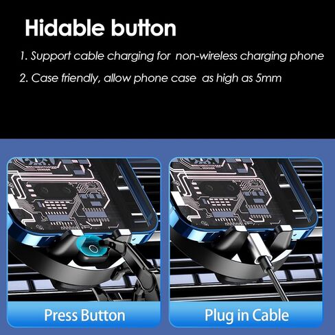 Fast Wireless Car Charger 3-in-1【15W/65W/Cable】 Auto-Clamping Hands-Free Wireless Charger for Car, Wireless Car Charger Mount for iPhone 15/14/13/12/X/11/10 Samsung S23/S22/S21/Galaxy/Note in Saudi Arabia