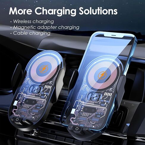 Fast Wireless Car Charger 3-in-1【15W/65W/Cable】 Auto-Clamping Hands-Free Wireless Charger for Car, Wireless Car Charger Mount for iPhone 15/14/13/12/X/11/10 Samsung S23/S22/S21/Galaxy/Note in Saudi Arabia