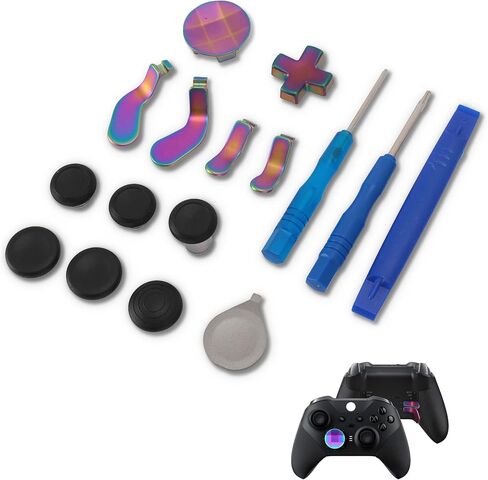 13 in 1 Metal Thumbsticks for Xbox One Elite Series 2, Metal Mod 6 Swap Joysticks, 4 Paddles, 2 D Pads, with Mounting Tool, Gradient Color Replacement Joystick Parts in Saudi Arabia
