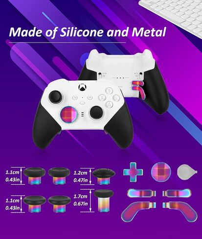 13 in 1 Metal Thumbsticks for Xbox One Elite Series 2, Metal Mod 6 Swap Joysticks, 4 Paddles, 2 D Pads, with Mounting Tool, Gradient Color Replacement Joystick Parts in Saudi Arabia