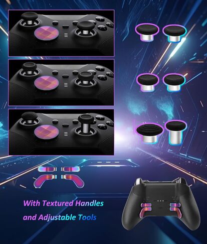 13 in 1 Metal Thumbsticks for Xbox One Elite Series 2, Metal Mod 6 Swap Joysticks, 4 Paddles, 2 D Pads, with Mounting Tool, Gradient Color Replacement Joystick Parts in Saudi Arabia