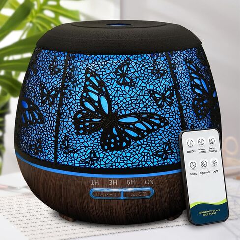 Diffusers for Essential Oils Large Room 400ml,Essential Oil Diffuser for Home with R/C,Cool Mist Humidifiers for Bedroom,7 Colors Changed & 3 Mist Mode Waterless Auto Off for Decor Butterfly in Saudi Arabia