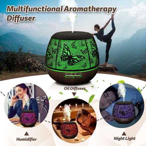 Diffusers for Essential Oils Large Room 400ml,Essential Oil Diffuser for Home with R/C,Cool Mist Humidifiers for Bedroom,7 Colors Changed & 3 Mist Mode Waterless Auto Off for Decor Butterfly in Saudi Arabia