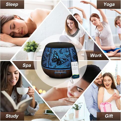 Diffusers for Essential Oils Large Room 400ml,Essential Oil Diffuser for Home with R/C,Cool Mist Humidifiers for Bedroom,7 Colors Changed & 3 Mist Mode Waterless Auto Off for Decor Butterfly in Saudi Arabia