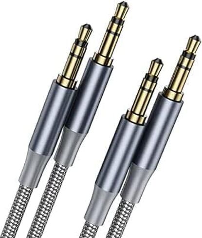 3BAO3.5mm Audio Cable 2 Packs [1M+1M], Gray Nylon Braided Cable, Suitable for car Speakers, amplifiers, televisions, MP3 Players, Smartphones, Tablets, Home stereos, laptops, etc in Saudi Arabia