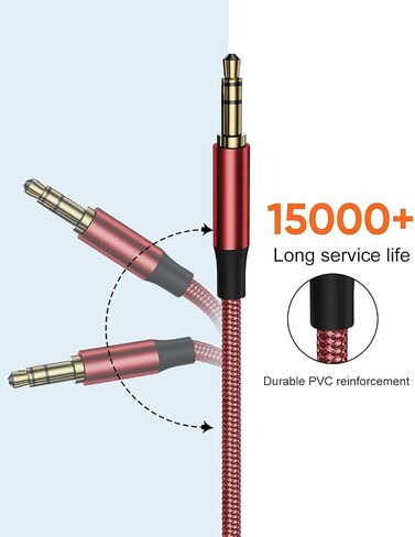 3BAO3.5mm Audio Cable 2 Packs [1M+1M], Gray Nylon Braided Cable, Suitable for car Speakers, amplifiers, televisions, MP3 Players, Smartphones, Tablets, Home stereos, laptops, etc in Saudi Arabia