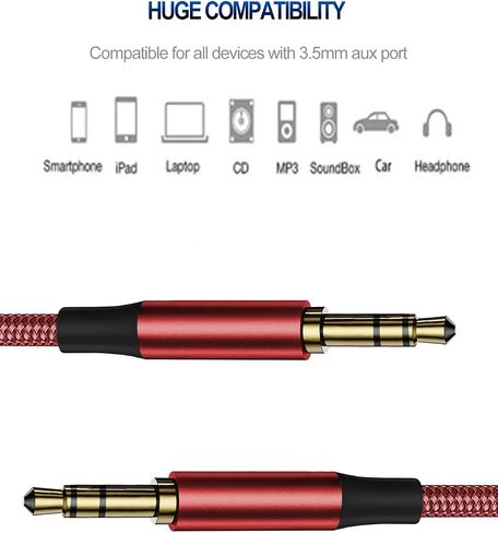 3BAO3.5mm Audio Cable 2 Packs [1M+1M], Gray Nylon Braided Cable, Suitable for car Speakers, amplifiers, televisions, MP3 Players, Smartphones, Tablets, Home stereos, laptops, etc in Saudi Arabia