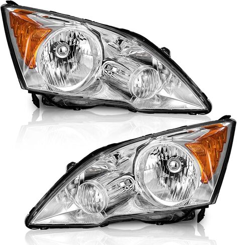 لـ 2007-2011 هوندا CR-V EX، EX-L، LX، SE [أداة رياضية ذات 4 أبواب] مجموعة المصابيح الأمامية زوج من الكروم الإسكان العنبر عاكس الجانب الأيسر + الأيمن in Saudi Arabia