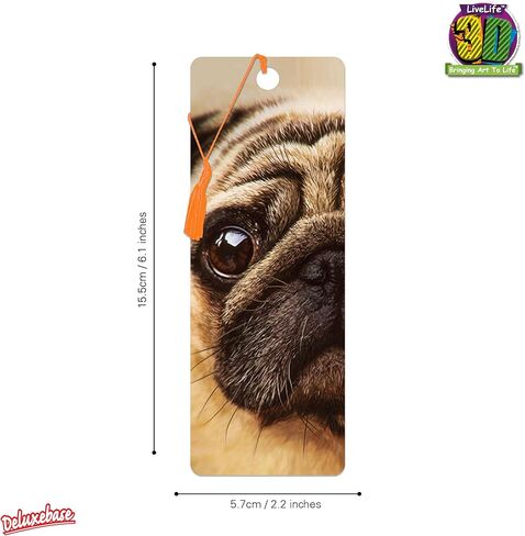 Bookmark - Pug from Deluxebase. A Dog Book Marker with lenticular 3D Artwork Licensed from Renowned Artist David Penfound in Saudi Arabia