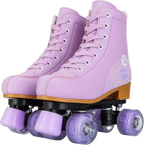 YYW High-top PU Leather Roller Skates for Women，Outdoor Roller Derby Skates for Unisex Beginners with Light up Wheels in Saudi Arabia