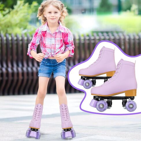 YYW High-top PU Leather Roller Skates for Women，Outdoor Roller Derby Skates for Unisex Beginners with Light up Wheels in Saudi Arabia