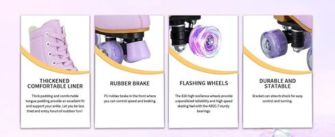 YYW High-top PU Leather Roller Skates for Women，Outdoor Roller Derby Skates for Unisex Beginners with Light up Wheels in Saudi Arabia