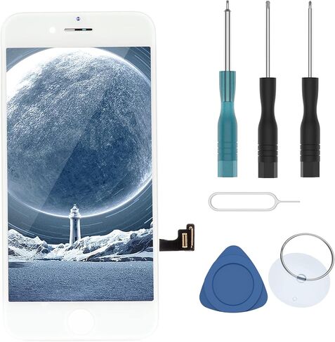 LCD Screen Replacement Fits iPhone 7 4.7 inch Display Full Complete Digitizer Assembly Frame Set Front Glass with Repair Tools Kit(Black) in Kuwait