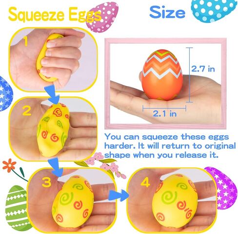 CPPSLEE 24 PCS Easter Eggs Squishies Toys, Easter Basket Stuffers, Squishy Toys for Kids, Slow Rising Squishy Stress Relief Easter Eggs, Easter Egg Hunts Party Favors in Saudi Arabia