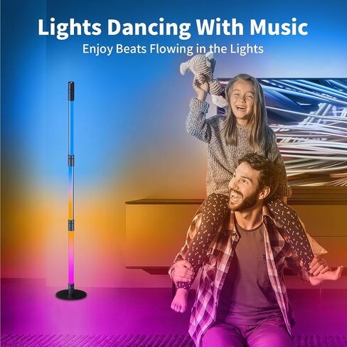 مصباح أرضي LED من ROMANJOY، مصباح زاوية LED RGBW-IC للتحكم عن بعد/التحكم في التطبيق، مصباح أرضي ذكي حديث مع مزامنة الموسيقى و16 مليون لون DIY، مصباح أرضي متغير اللون لغرفة النوم وغرفة المعيشة in Kuwait