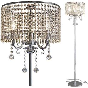 Hsyile Lighting KU300153 Floor Lamp- Elegant Designs Crystal Floor Lamps Chrome Finish Tall Standing Light for Living Room,Bed Room,Office