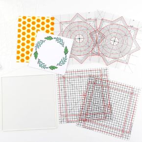 6x6 Grip Mat with Printed Guides,Multi-Use Non-Slip Sticky Mats Fit in original-size Stamp Positioning Tool,Photopolymer Mat for Centering & Aligning Tape-free Stenciling Ink Blending