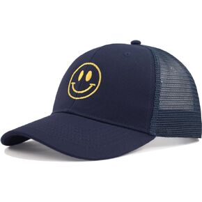 قبعة Smile Face Trucker Baeball للرجال والنساء، قبعات كروية صيفية شبكية قابلة للتعديل قابلة للتنفس in Kuwait