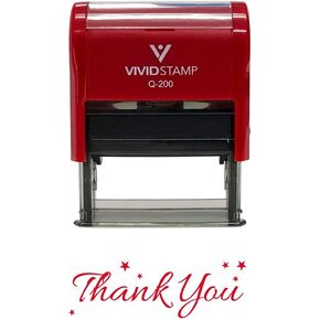 Thank You w/Stars Self Inking Rubber Stamp (Red Ink) - Medium