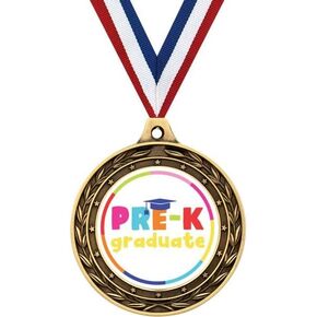 Pre-K Graduation Gold Duo Medal, 3" Kids Graduates Trophy Medal Awards Prime