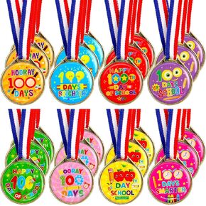 24 قطعة ميداليات جائزة يوم 100 للمدرسة للأطفال 100 يوم من الميداليات البلاستيكية للمدرسة لجوائز الفصول الدراسية والمكافآت واللوازم المدرسية in Kuwait