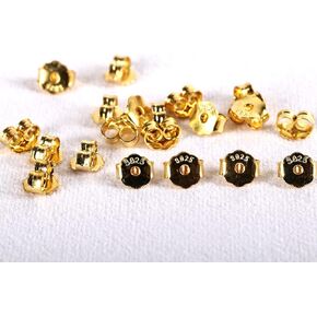 10Pairs／20Pcs Sterling Silver Earring Backs 18K Gold Plated Butterfly Earring Backing for Studs Locking Earring Backs Hypoallergenic Safety Ear Ring Stoppers for Replacement（Gold）