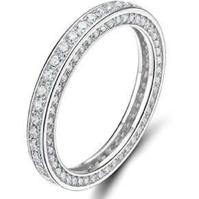 Sdouefos Full Eternity Stackable White Clear CZ 925 Sterling Silver Eternity Ring Cubic Zirconia Anniversary Wedding Engagement Band Ring (9)