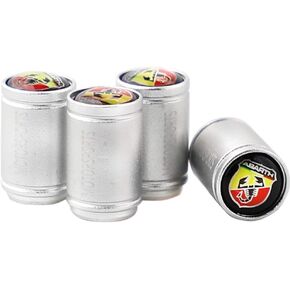 4Pcs for Abarth Scorpion Car Wheel Tire Stem Air Caps Prevent Corrosion Metal Covers With Lasered Logo Fit for FIAT 124 125 125 500 695 OT2000 Coupe Styling Decoration Accessories Heavy-Duty (Silver)