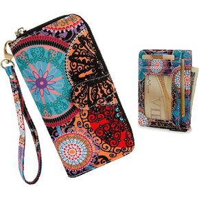 محفظة نسائية RFID تحجب بطاقة الائتمان على الطراز البوهيمي بسحاب حول محفظة الهاتف وبطاقة الائتمان للنساء T-TY in Kuwait